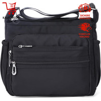 UmhäNgetasche Damen Wasserdicht Nylon Schultertasche Schwarz 2 GrößEn Messenger