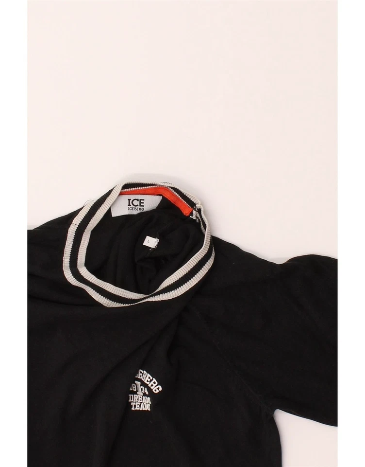 Suéter Jersey ICEBERG Mujer Cuello Redondo Reino Unido 14 Grande Negro Algodón DE54 Foto 3 de 4