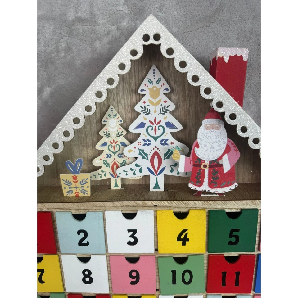 Ashland Wood Christmas Advent Calendar House Santa Trees 24 Drawers - Image 4 of 4