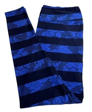 LuLaRoe Leggings TC2 Tall Curvy 2 BLUE Stripe Mesh LACE ROSE Flower SOFT Knit
