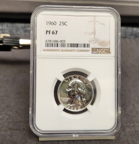 1960 Washington Quarter PF 67 NGC Silver Proof 25c Coin, 90 % Silver