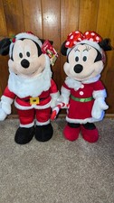 Disney Santa Claus Mickey  Minnie Mouse 20" Christmas Greeter Plush Gemmy NWT
