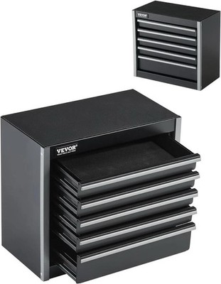 5 Drawer Metal Tool Box Portable Small Tool Chest Black Garage Storage 8.6''