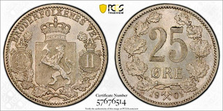 Noruega 25 minerales 1901 graduación profesional MS64