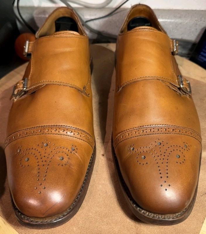Allen Edmonds "St. John's" 2926 Walnut Leather Double Monk Strap Men's 12 USA