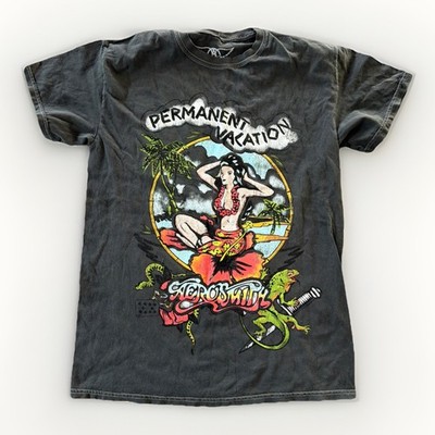Aerosmith NWT Forever 21 T-shirt Permanent Vacation Hula Girl Gray Lizard S/M