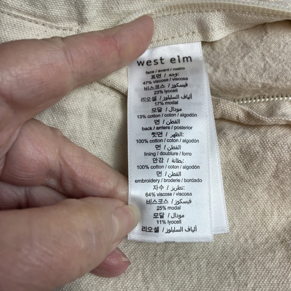 West Elm Decorative Pillow Covers (2) Taupe Ivory Natural Neutral Earthy 20"x20" - Image 3 of 4