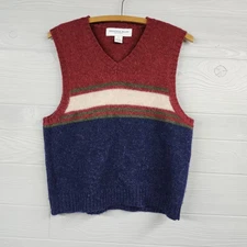 Vintage Montana Blues Striped Wool Sweater Vest Womens Size Large