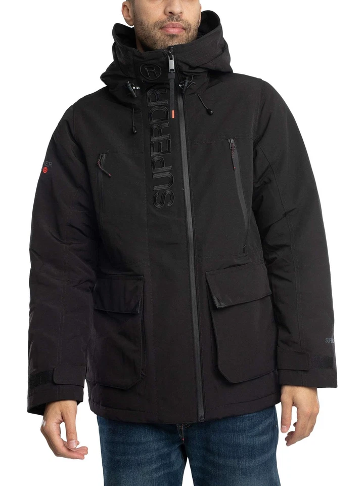 Superdry de los hombres Chaqueta cortavientos Ultimate EMB, Negro - Imagen 2 de 4