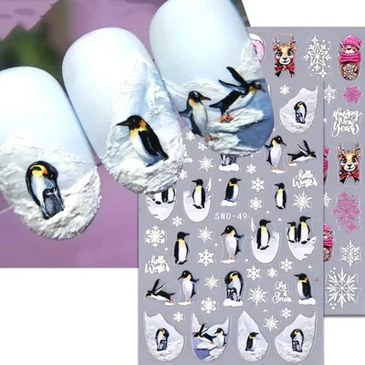 ❄️ Weihnachten Kakao Rentier Pinguin Emotes Nail Art Sticker - Festlich 💅