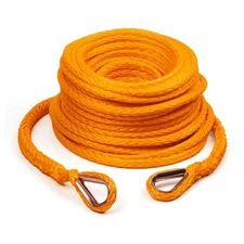 3/8 Inch x 92 Feet Synthetic Winch Rope Extension 26,500 Lbs for Off Road 