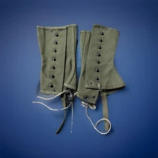 WWII US Army M1938 Canvas Leggings 22R – Olive Drab CLASS B, Complete Set