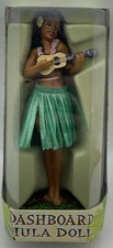 Hawaiian Hula Girl w/UKUELE  Dashboard Doll - 7" Car Doll, Hawaii Souvenir - NIP