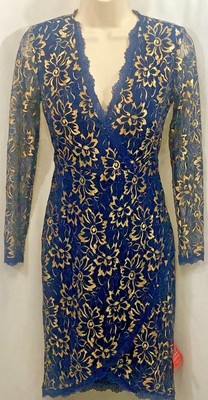 navy blue and gold cocktail dress