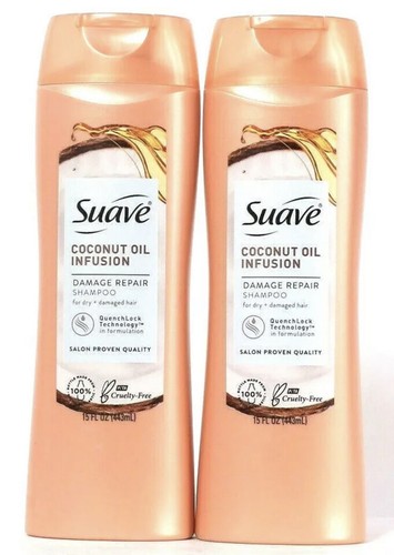2 Ct Suave 15 Oz Coconut Oil Infusion Damage Repair Shampoo For Dry Damaged Hair