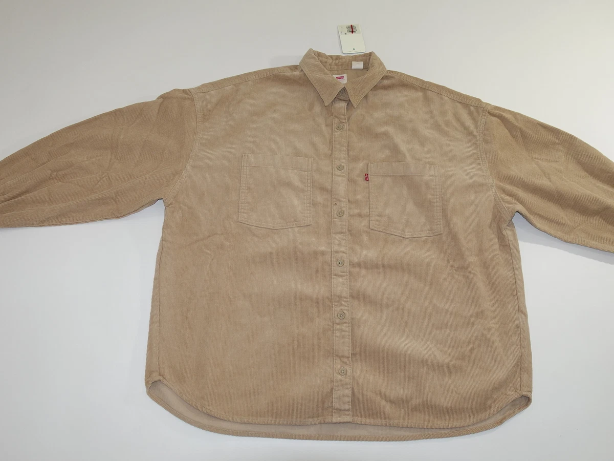 Levi's Women's Relaxed Oversized Fit Corduroy Work Shirt Jacket Size Large  Beige