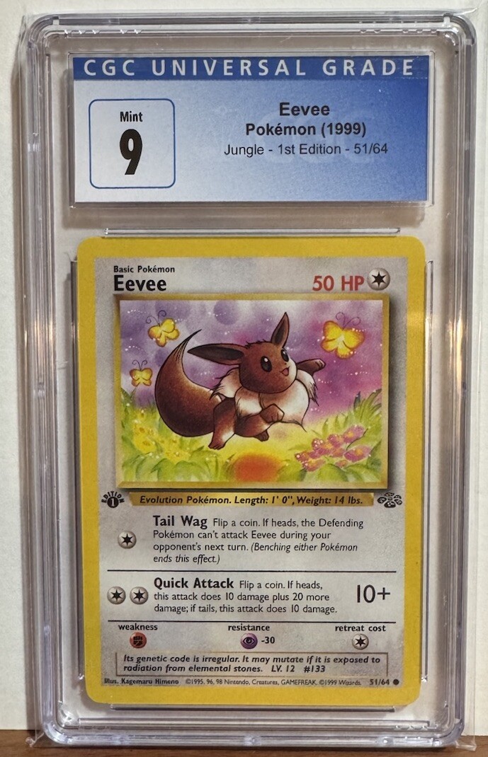 英語版初期　ポケモンカード　Eevee 1st Edition Pokemon Eevee 1st Edition 51/64 CGC 9 1999 WOTC Jungle | eBay