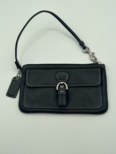Vtg Coach Bleecker Black Leather Clutch Wristlet Wallet Purse FOB