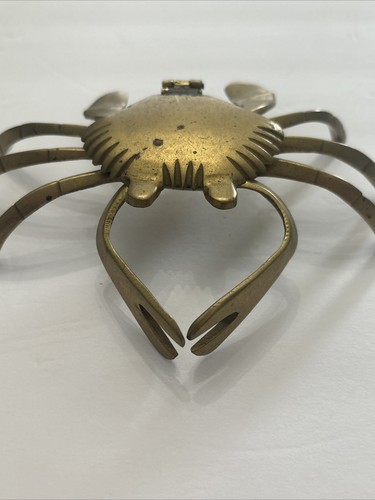 Brass Crab Trinket Box Ashtray Hinged Lid Nautical Vintage Century MCM - Picture 8 of 11