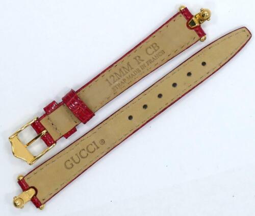 GUCCI RED LIZARD 12mm WATCH STRAP WITH GOLD PLATED BUCKLE AND DETAILS NOS - Picture 2 of 3