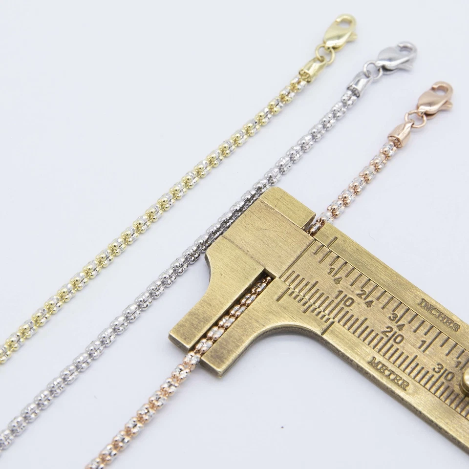 2.5mm Two-Tone Diamond Cut Iced Link Chain Real 10K Gold All Sizes - Image 3 of 4