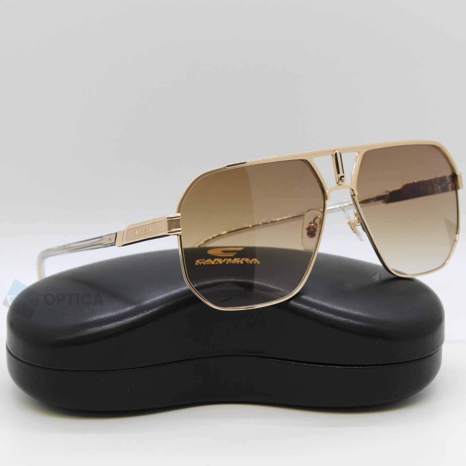 Carrera Gold Metal Aviator Sunglasses with Dark Gray Lenses CARRERA 5475 11 Clubmaster Tortoise Gold Frame Grey  main image 3