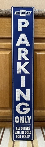 Chevrolet Parking Only Metal Sign Chevy Parts Tools Vintage Style Wall Decor 36”