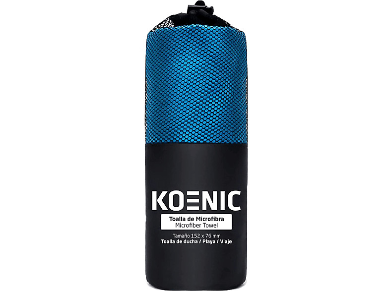 Toalla - Koenic Microfibra, 152x76 cm, Poliéster y nylon, Súper absorción, Azul