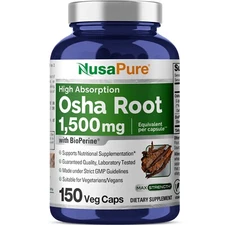 NusaPure OSHA Root Extract 1500 mg Per Vegan Caps | 150 Count | 10:1 Extract