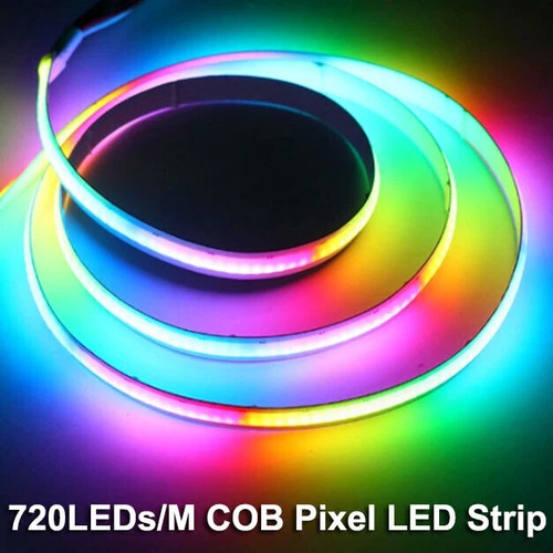 12V WiFi RGB+IC COB Flexible LED Strip 5M Color Changing Pixel Light Addressable - Picture 2 of 16