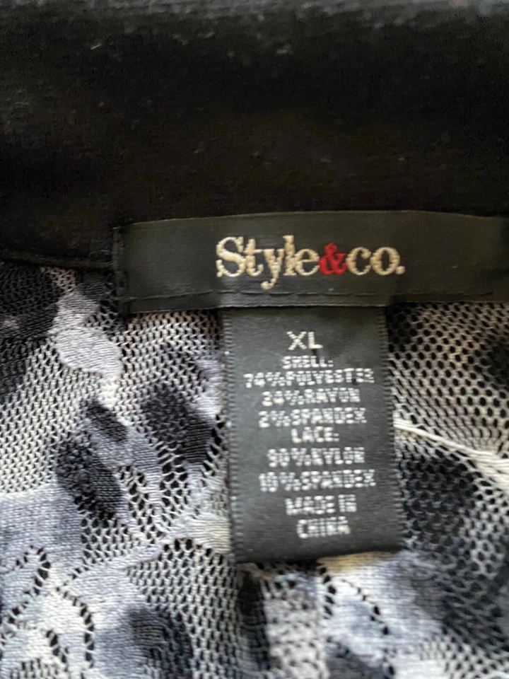 Style&co. Women 3/4 Sleeve Jacket Black Size XL - Image 3 of 4