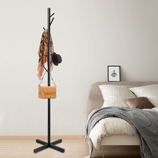 Coat Rack Hat Bag Stand Tree Clothes Hanger Umbrella Holder 7Hooks Organizer