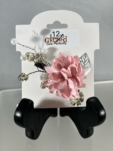 Bridal Flower Pearl Silver Clip Hairpieces Ivory, Navy, Burgundy, Dusty Rose - Picture 7 of 16