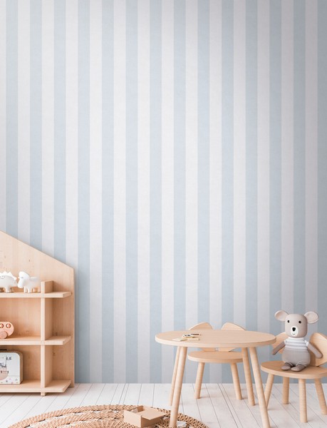Vliestapete Kinder Streifen Muster Textiloptik Blau Creme 77078-4 (4,31€/1Qm)-image