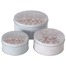 3tlg Set Gebäckdose Magnus rund Ø13,5-20cm Metall Plätzchenbox Weihnachtskekse 