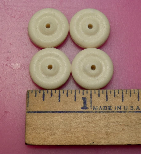 4 WHITE RUBBER TIRES 11/16" Tootsietoy Barclay slush cast toy car airplane truck