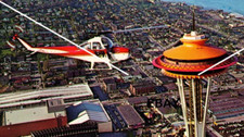 VTG Postcard Space Needle Helicopter Seattle WA Morley Studios Plastichrome