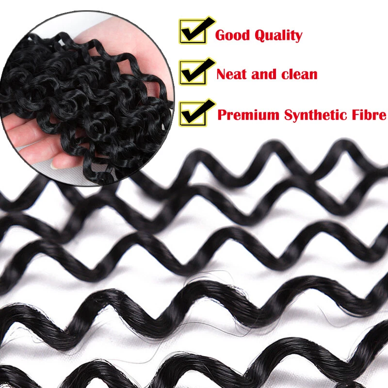 Extensiones de cabello rizadas profundas naturales trenzas de ganchillo ondas de agua REALES como humanas suaves Foto 3 de 4