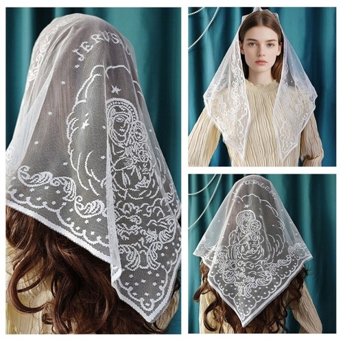 Catholic Mantilla Mass Veil Religious Ceremony Veil Embroidery Church Lace Veil