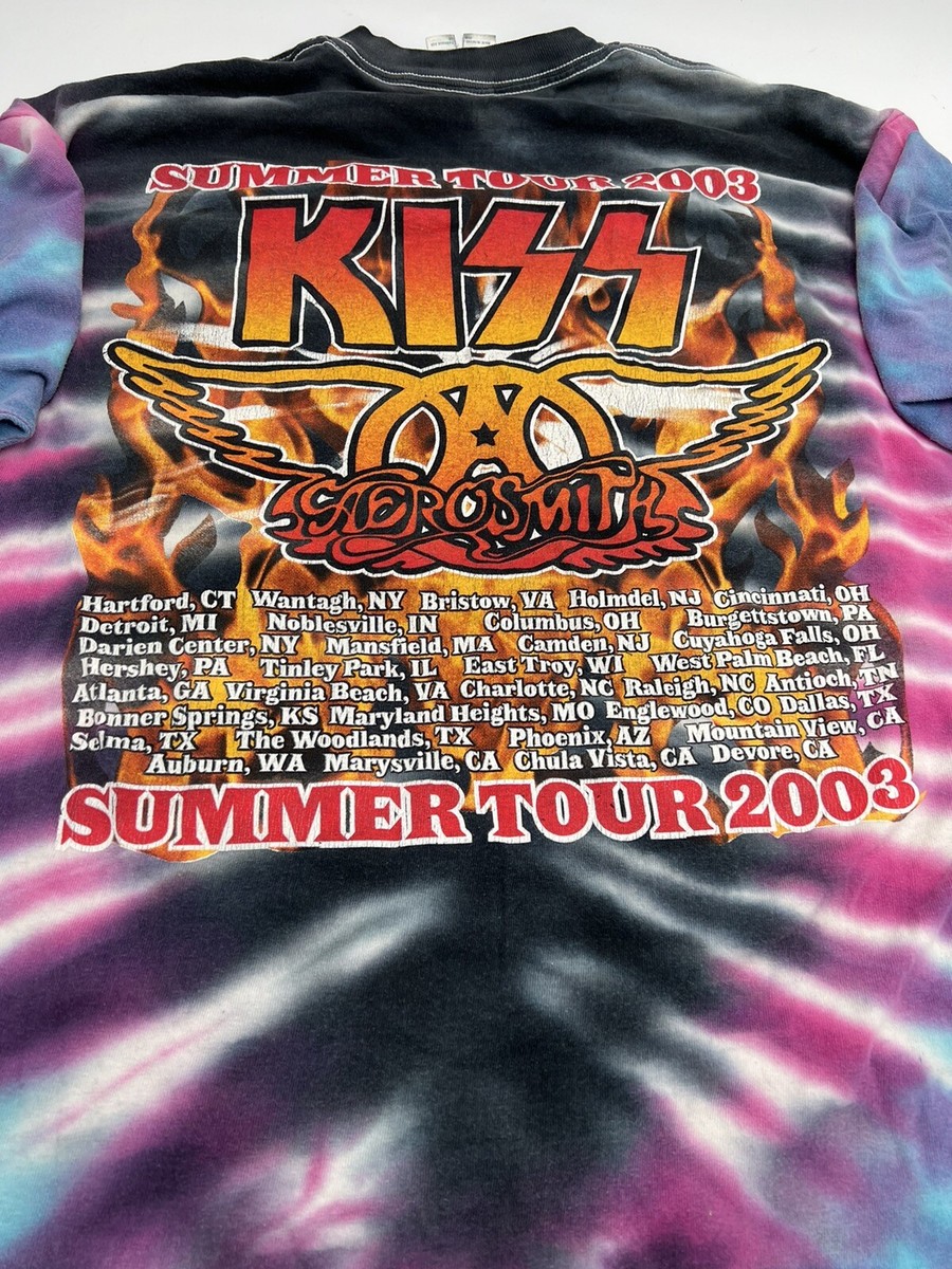 KISS AEROSMITH 2003 TOUR vintage t shirt CLASSIC rock bands
