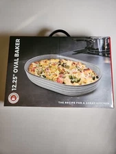 NEW! Chef's Counter 12.25" Oval Ceramic Stoneware Casserole Baker Pan Tray