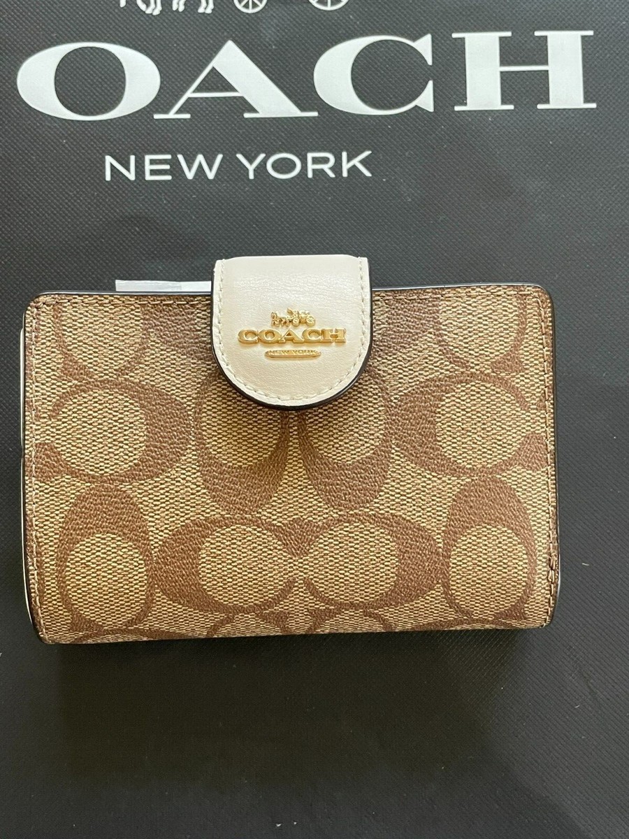 NWT Coach Medium Corner Zip Wallet In Signature Canvas C0082 | eBay