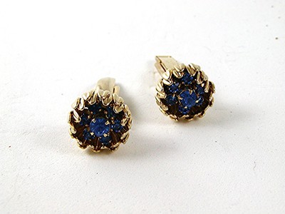 Boutons De Manchette Vintage Or Et Bleu - Modèle 111416 - Occasion Bon état