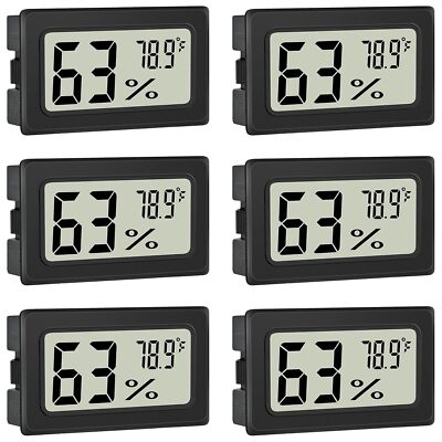 Indoor Digital Humidity and Temperature Meter 6-Pack with LCD Display