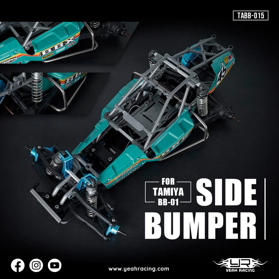 Para-choque lateral de alumínio Yeah Racing TABB-015SV prata para Tamiya BBX (BB-01) - Imagem 4 de 4
