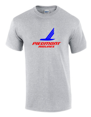 Piedmont Airlines Red Blue Logo US Aviation Geek Sport Gray Cotton T-shirt