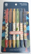 U Brands The Laguna Ballpoint Pens 6 Ct. Black Ink 1mm Fun Designs New