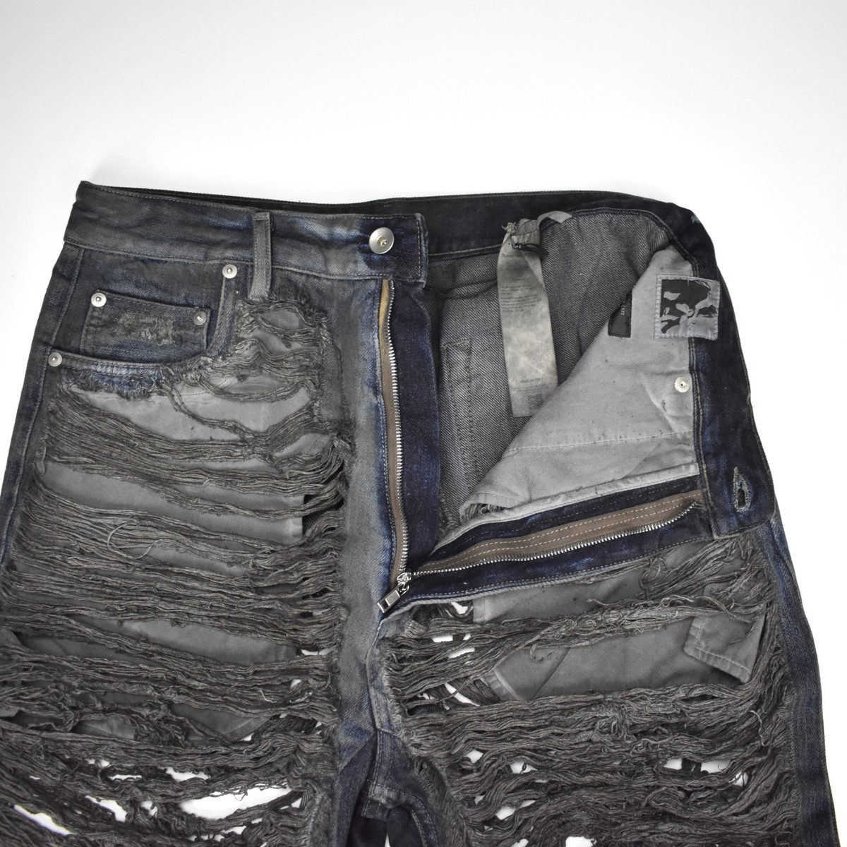 NWT $1855 Rick Owens DRKSHDW Shredded Geth Jeans Dark Dust Denim