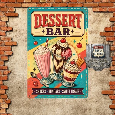 Tasty Delicious Milkshakes Metal Sign Retro Diner Cafe Kitchen Wall Decor