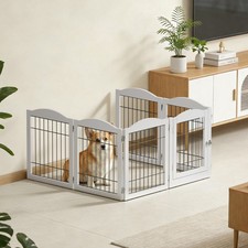 Dog Gate 24/30in 6 Panel Adjustable Exercise Pen Pet Playpen Fence for Indoor